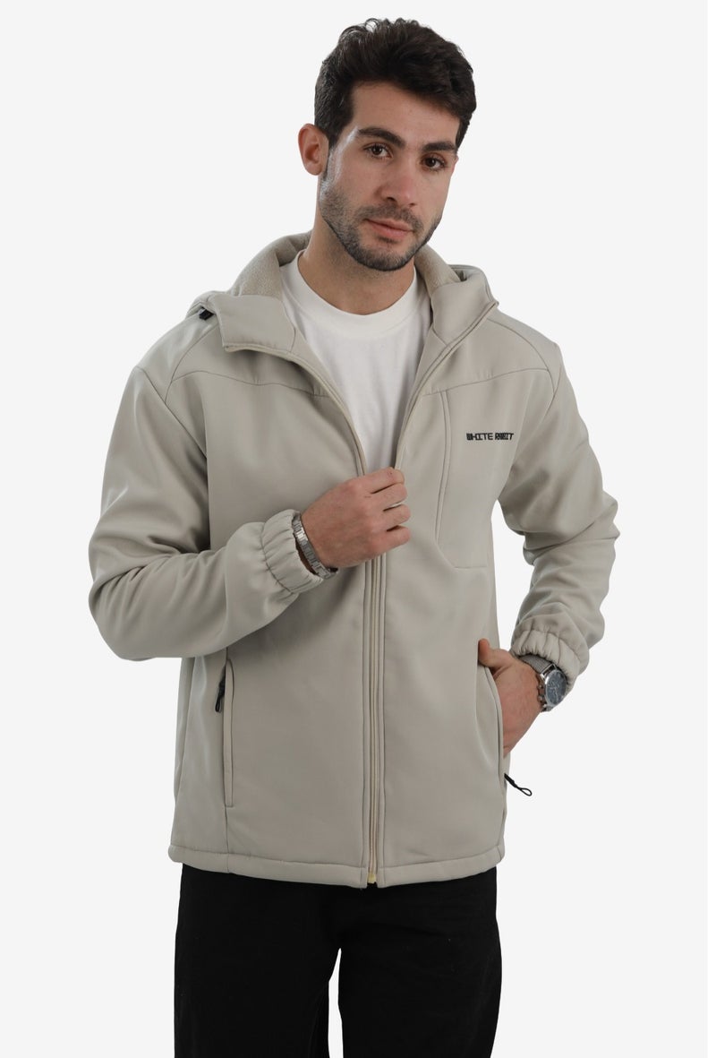 White Rabbit Men’s Softshell Water-Resistant Jacket – Full Zip Hooded Design - Image 1